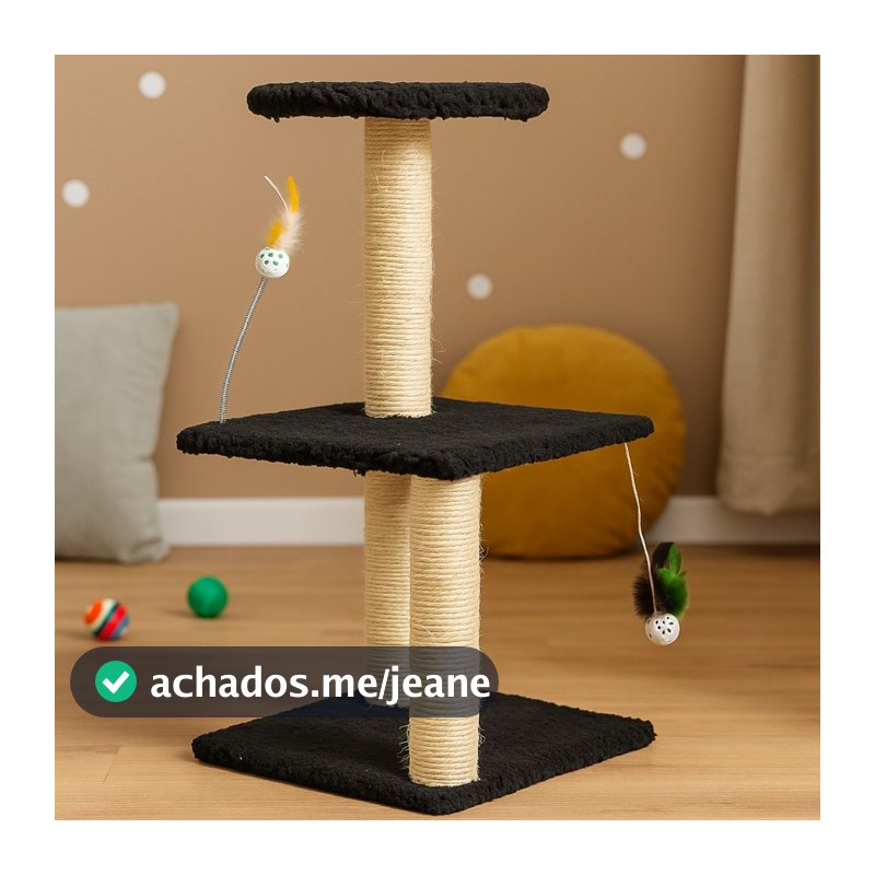 Arranhador para Gatos Pet com 3 Níveis e Brinquedo Suspenso