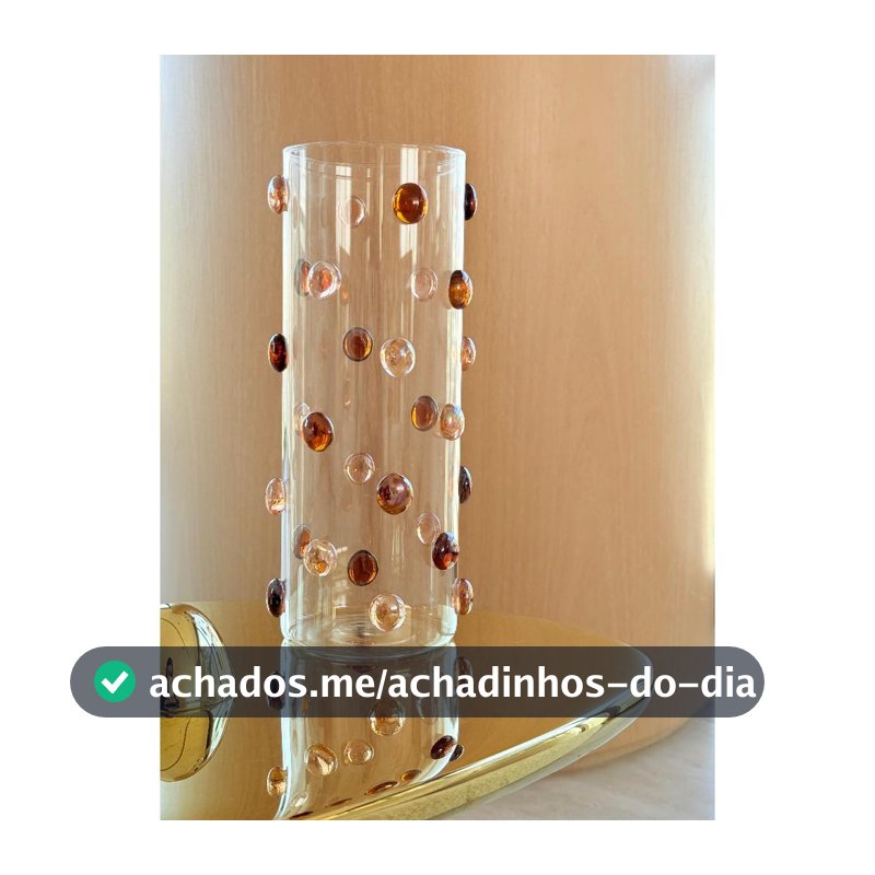 Vaso  Decorado  com Gemas de Vidro  Design Italiano Sphere 25 cm de  Altura x 10 cm