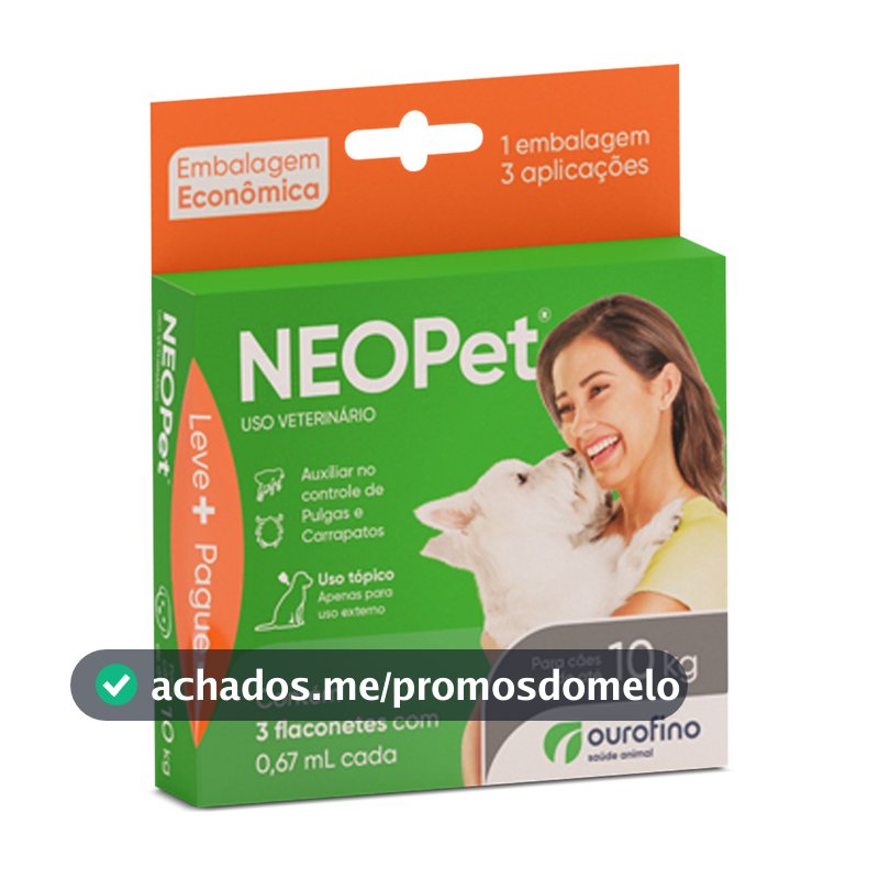 Antipulga Neopet C/ 3 Pipetas Caes Ate 10kg 0,67ml Ouro Fino
