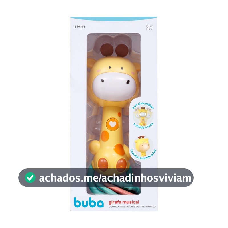 Girafa Musical Com Luz e Som Mordedor  Baby Girafinha Brinquedo Bebê Infantil