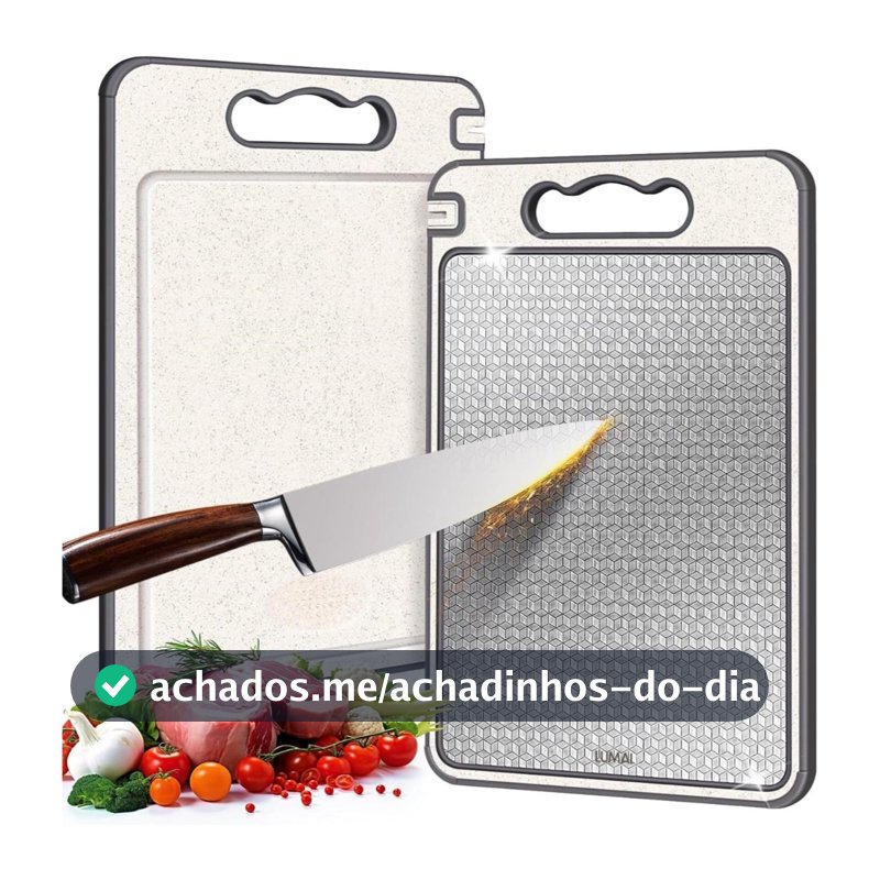 Lumai Tábua Corte Dupla Face Inox 304 Carne Legumes Antibacteriana Afiador Cozinha PP