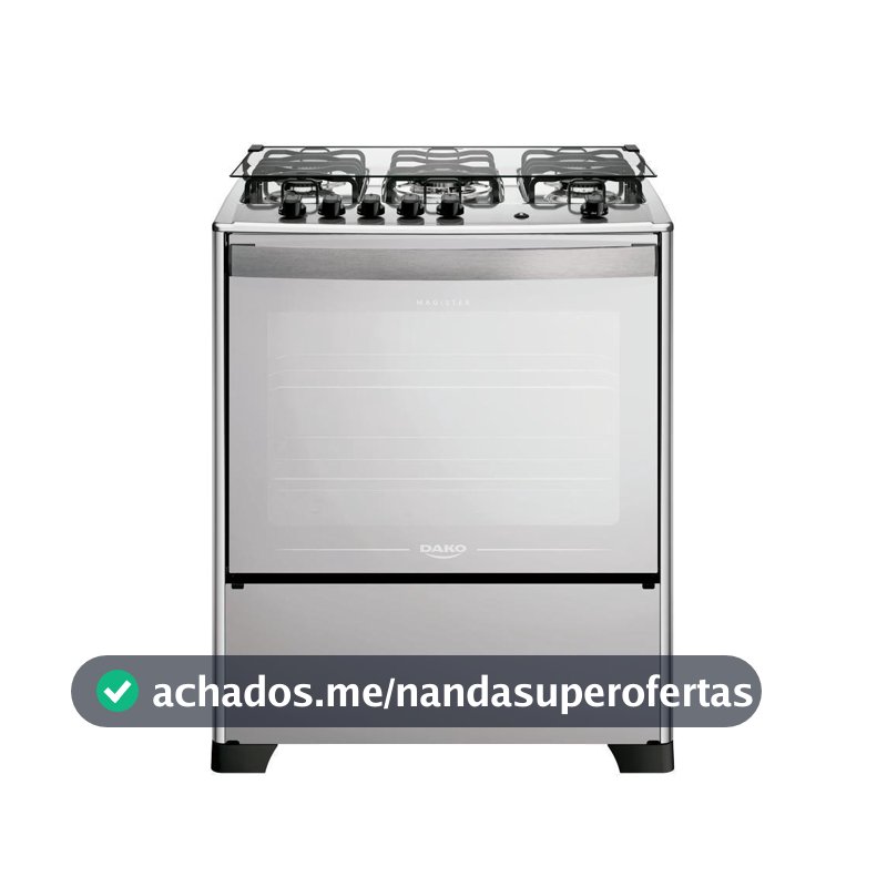 Fogão 5 Bocas Dako Magister Style Espelhado Com Mesa Inox Preto Bivolt