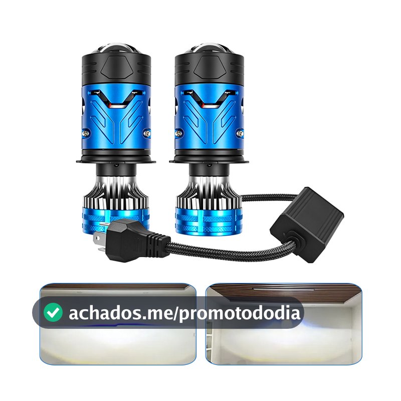 Lente LED para Farol de Carro H4 12V Mini Lente Super Brilhante Feixe Alto/Baixo Luz Branca 6000K para Carros e Motos
