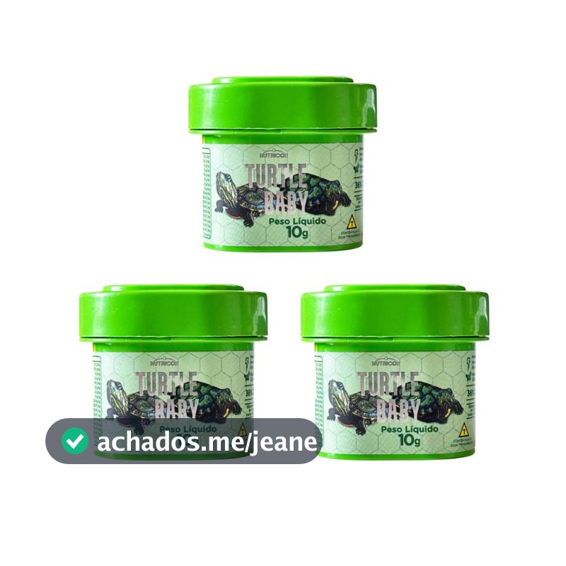 Ração Turtle baby Nutricon 3 unidades 10g tartaruga filhote