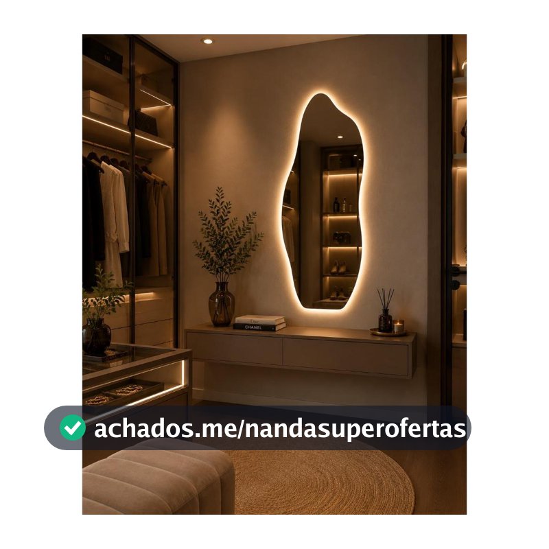 Espelho Orgânico Com led Flame Polido Sem Led Moderno Sem moldura Hall Sala Banheiro Quarto