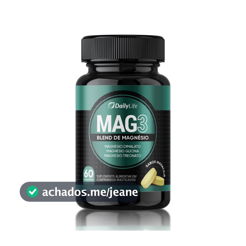 Magnésio 3 em 1 L Treonato Dimalato Glicina 1000mg Mastigável 60 Comp. - Dailylife