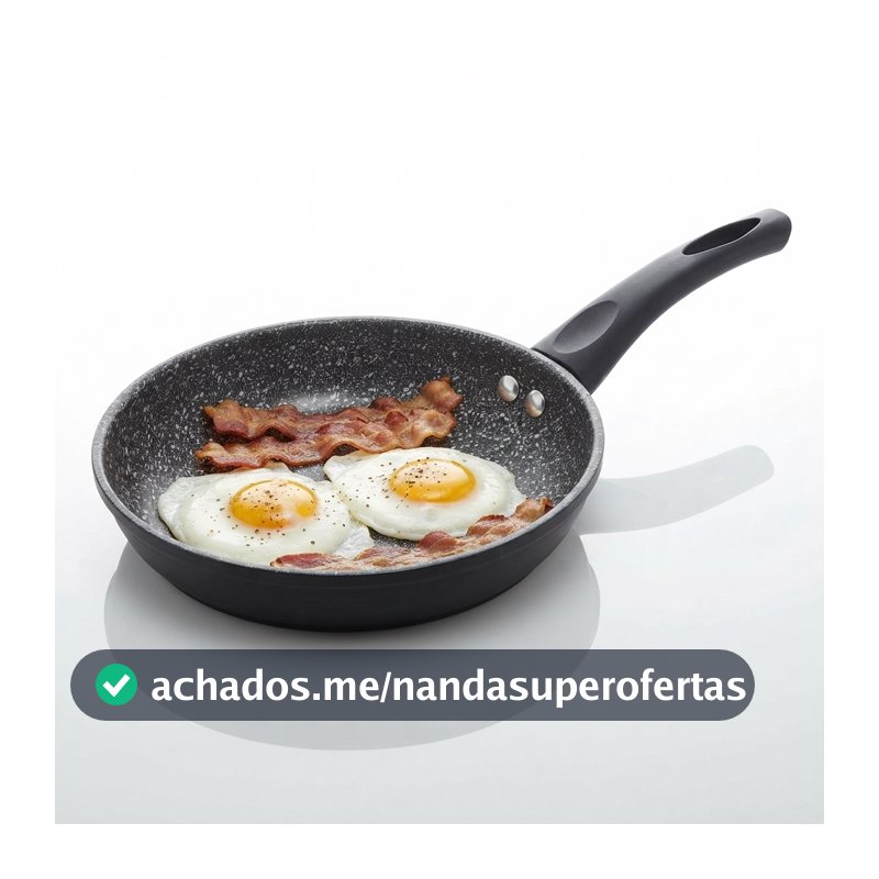 Frigideira Antiaderente 24cm Lyor Granilite Preta Alumínio Revestimento Cerâmico para Fogão Gás Elétrico Indução Cooktop