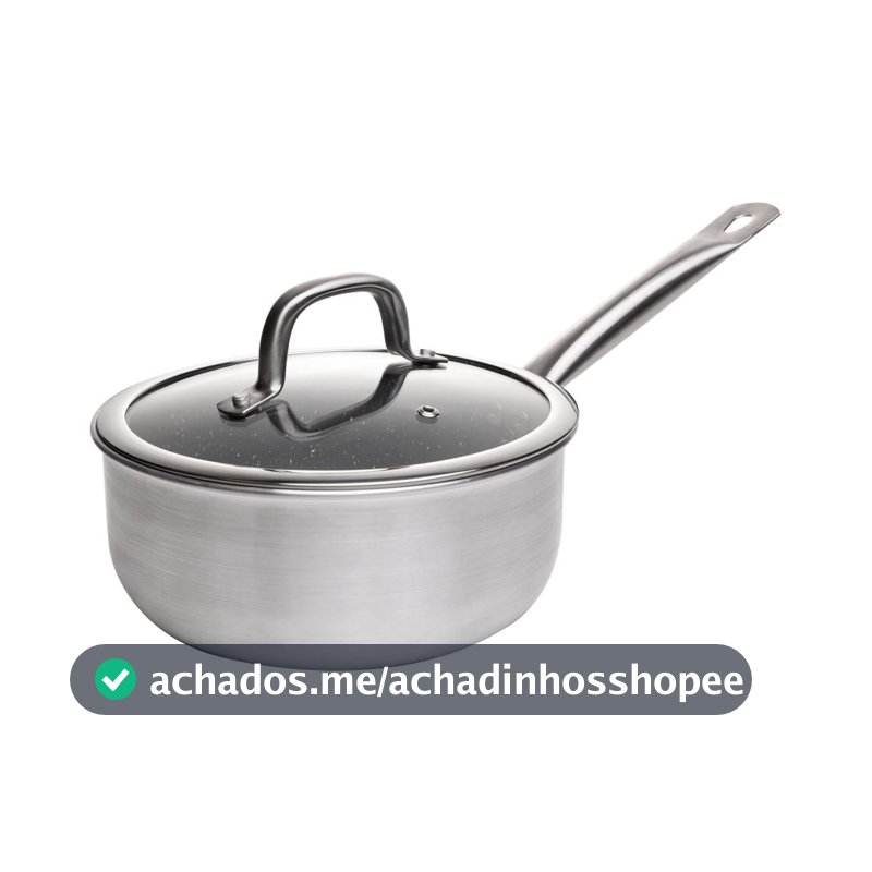 Panela de Indução com Tampa Prime Cook Wolff 18cm Cinza