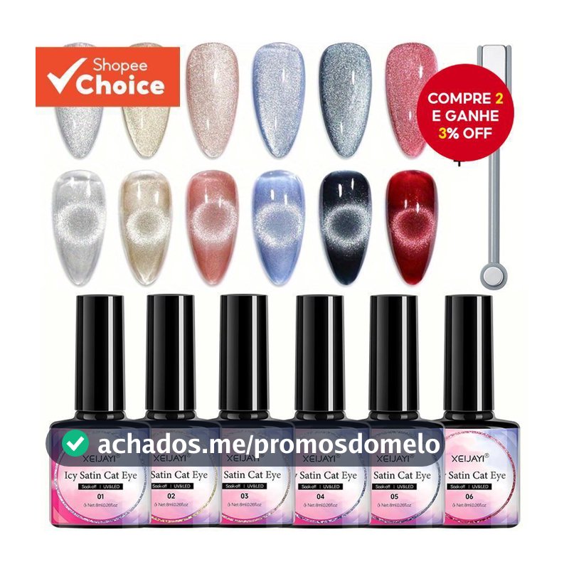 7pcs 6 Cores 8ml Efeito Camaleão Conjunto de Esmalte Gel Magnético UV Led Gato Olho Manicure Nail Art Kit