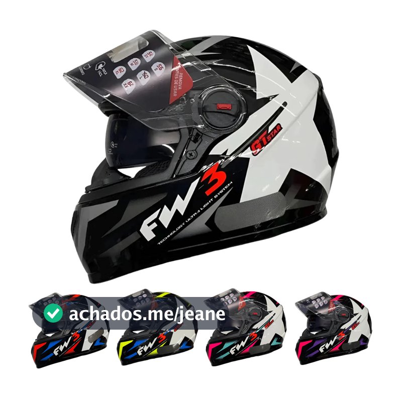 Capacete Moto Fechado FW3 Com Óculos Interno GTX STAR