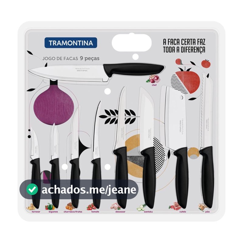Jogo de Facas Tramontina Plenus 6 peças com Cepo ou Faqueiro 4, 6, 7 9 ou 10 peças Garfo churrasco
