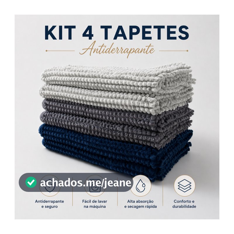 Kit Com 4 Tapetes Antiderrapante Banheiro Tipo Bolinha Em Microfibra 40x60 Alta Absorção Super Macio