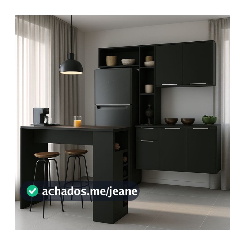 Armário de Cozinha com Bancada Americana/Mesa Gourmet Sofia Multimóveis MP2195