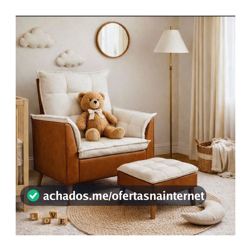 Poltrona Amamentação decorativa Opala pé palito compose boucle/couro sintético -LSC DECOR-