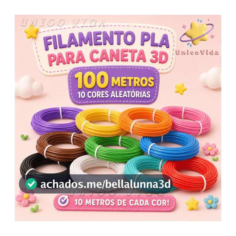 Filamento PLA para Caneta 3D 18m a 100m Cores Variadas | UnicoVida