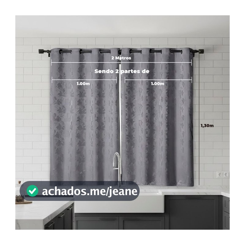 Cortina Jacquard 2,00x1,30 Moderna Prática e Elegante para Sala Quarto Escritório Cor Linda Entrega Imediata
