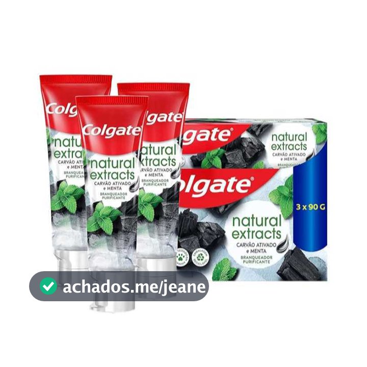 Kit 3 Colgate Natural Extracts Creme Dental 90g - Purificante e Brancura Natural, 100% Vegano