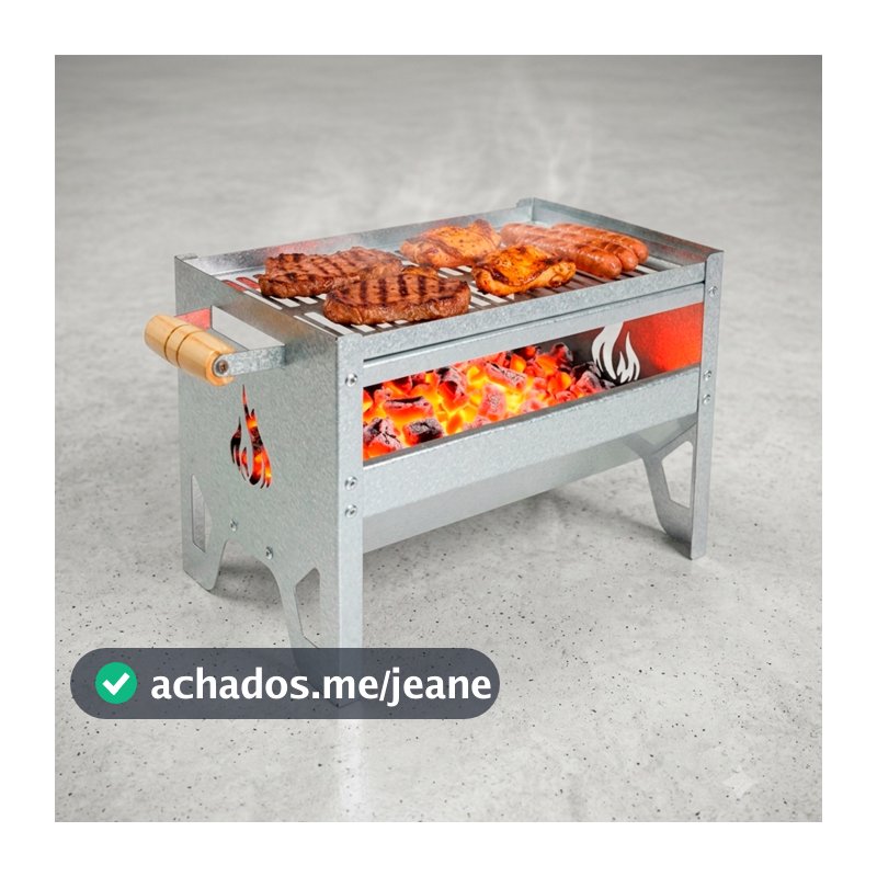 Churrasqueira Portátil Galvanizada a Carvão com Grelha Mini Churrasqueira para Camping Varanda Sacada Área Gourmet