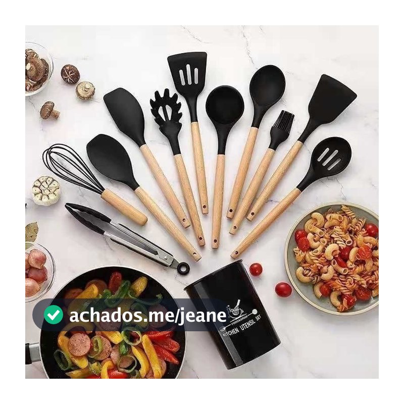 Jogo Completo de Utensílios de Cozinha de Silicone Itens Essenciais para sua Casa KITC/12