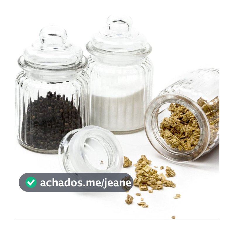 Kit 10 Potes de Vidro 300ml Tampa Hermética Porta Temperos Mantimentos Balas Organização Cozinha
