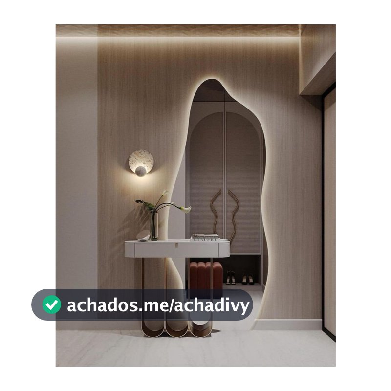 Espelho Orgânico 118X48 Lapidado Moderno Form G C/ LED QUENTE