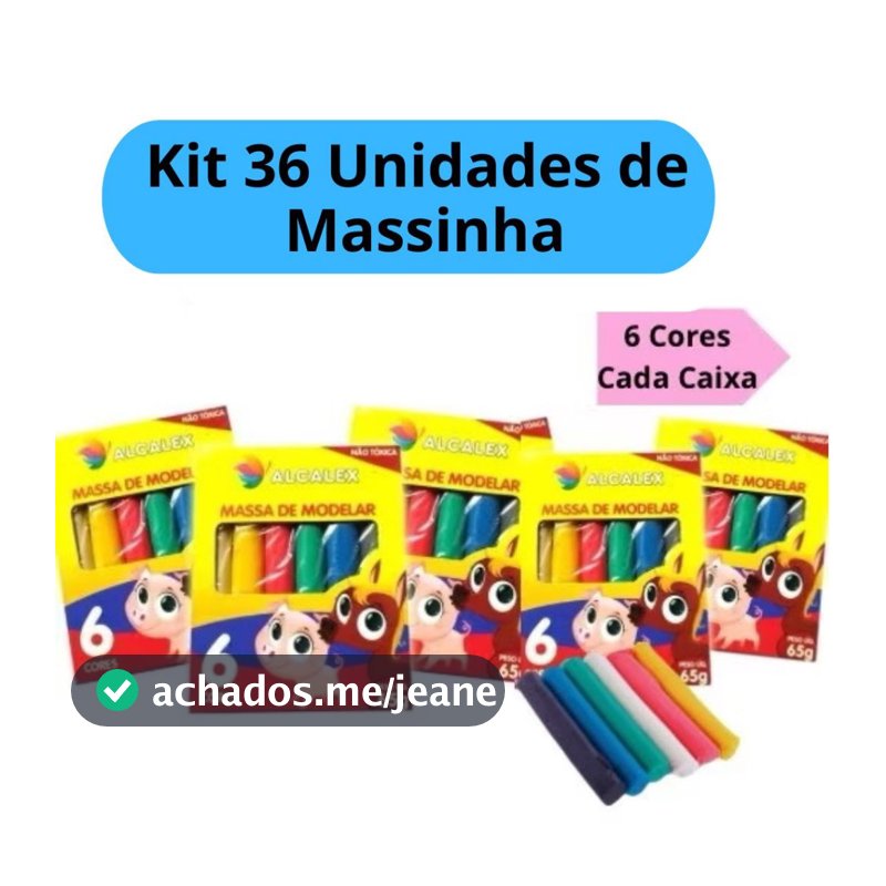 Kit 36 Unidades de Massinha de Modelar 6 Caixinhas 65g cadaLembrancinha Criança Aniversário