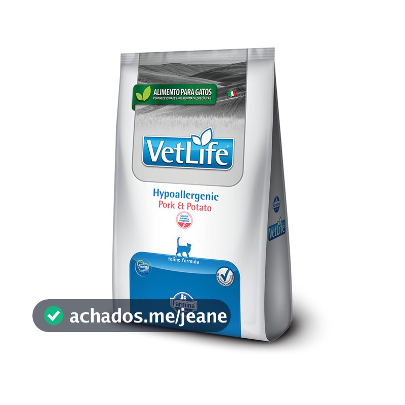 Ração Seca Vet Life Natural Hypoallergenic Pork e Potato para Gatos Adultos - 2Kg