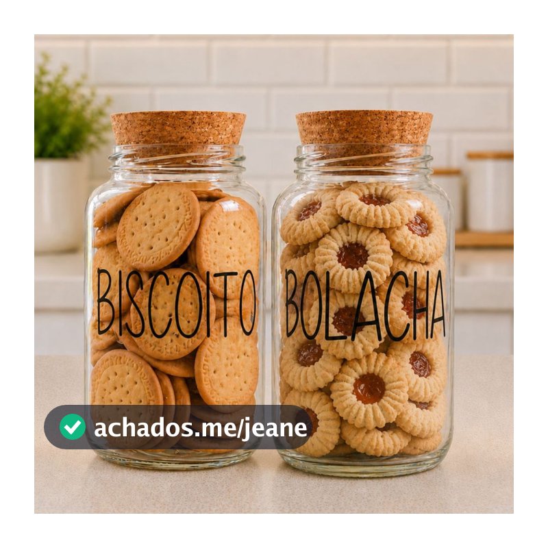 Potes de Vidro Biscoito + Bolacha 810 ml Com Tampa Rolha Cortiça| Mantimento | Cantinho do Café