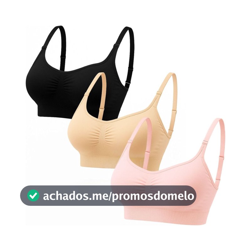 Kit 3 Top Sutiã Feminino, top Fitness com Alça e Fecho Ajustável Bojo Removível  top feminino