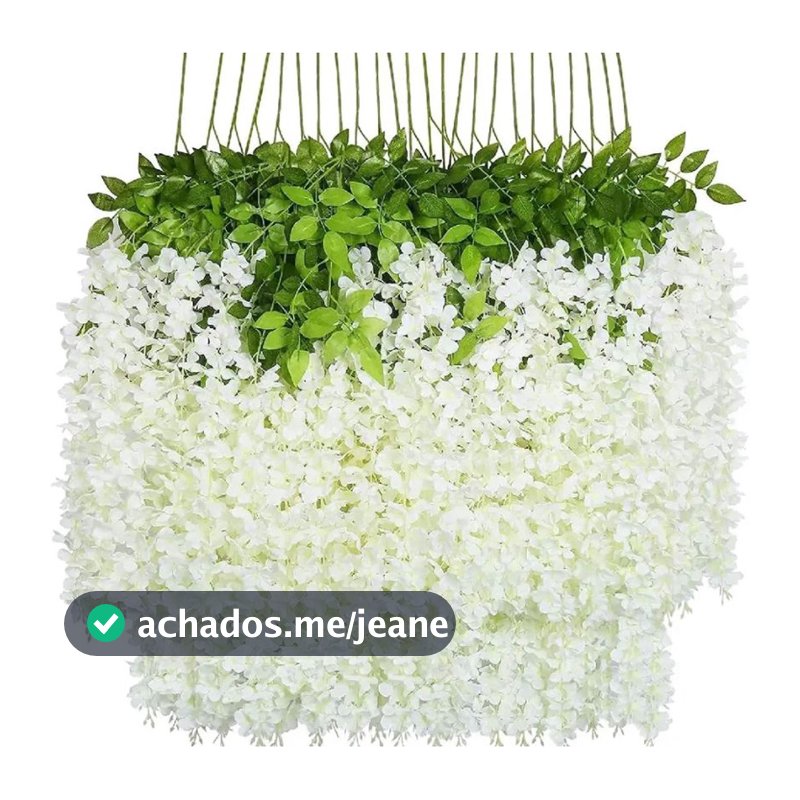 Kit 36 Pendente Cerejeira Artificial Branco Galho C/folhagem Decoração Casamento