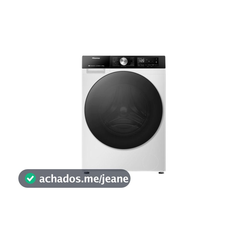 Lava e Seca Hisense 3S 12kg 8kg Inverter Wi-fi Função Steam Branca 110V