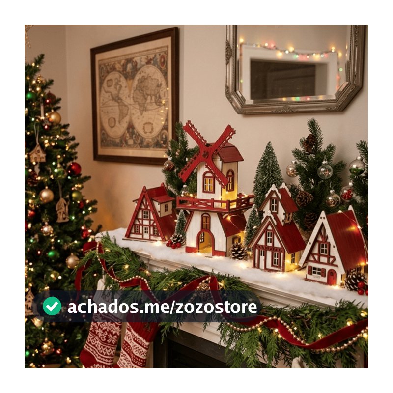 Casinha Vila Natalina Decoração Cenário Natal Mdf Promoção