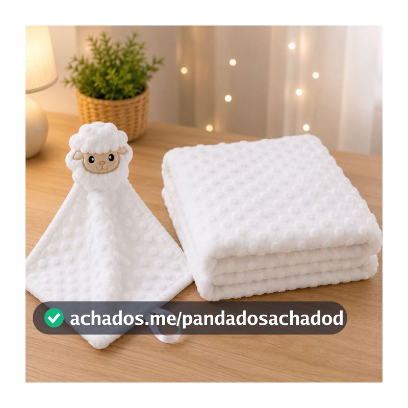 Kit Manta com Naninha Cobertor de Bebê Pipoquinha Infantil Mantinha Inverno Premium 02 Peças
