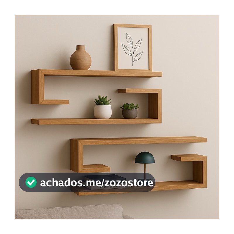 Kit de Nichos Em Formato  Jota  Sala  Escritório Prateleira Decorativa Parede