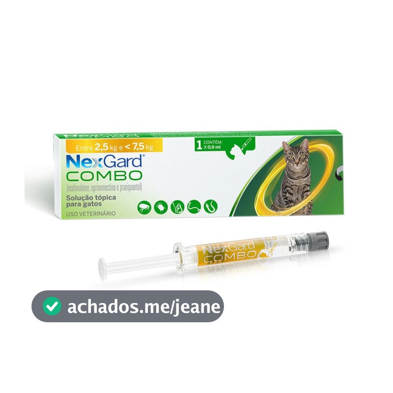 Nexgard Combo 1 unidade Gatos Pulga Sarna Verme 2,5 A 7,5kg