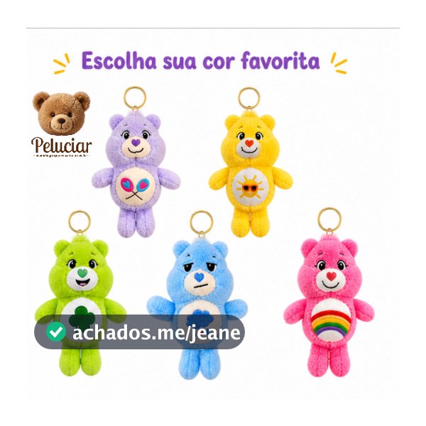 Chaveiro Ursinhos Carinhosos Pelúcia 12cm Fofo Premium Várias Cores Macio Presente Criativo