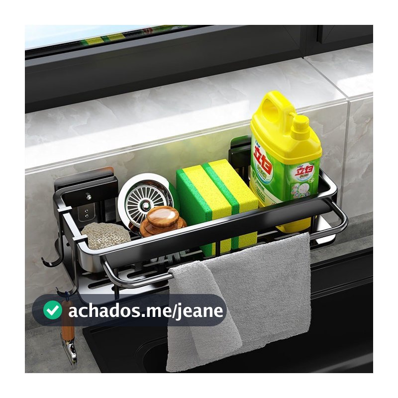 Kit ate 2 Organizador Alumínio Porta Detergente Condimentos Prateleira Suspensa Rack Suporte Cozinha CYD