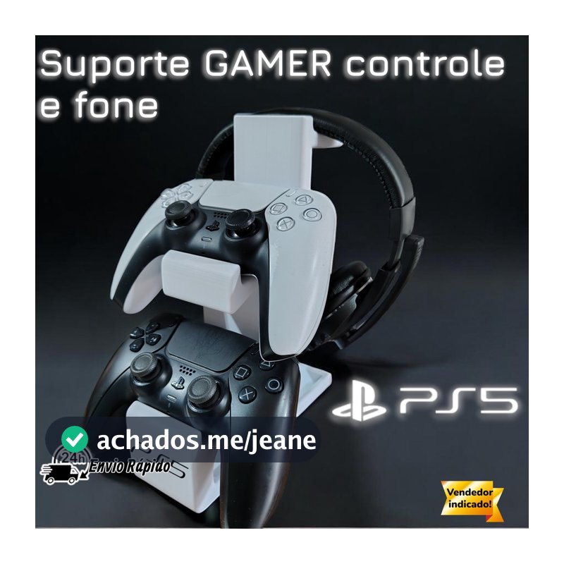Suporte Gamer Porta Controle Videogame Para PlayStation Ps5  Fone de Ouvido Headset