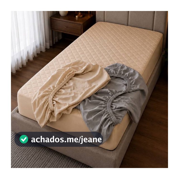 KIT Protetor De Colchão Antiácaro Impermeável + 2 Lençóis Solteiro Premium