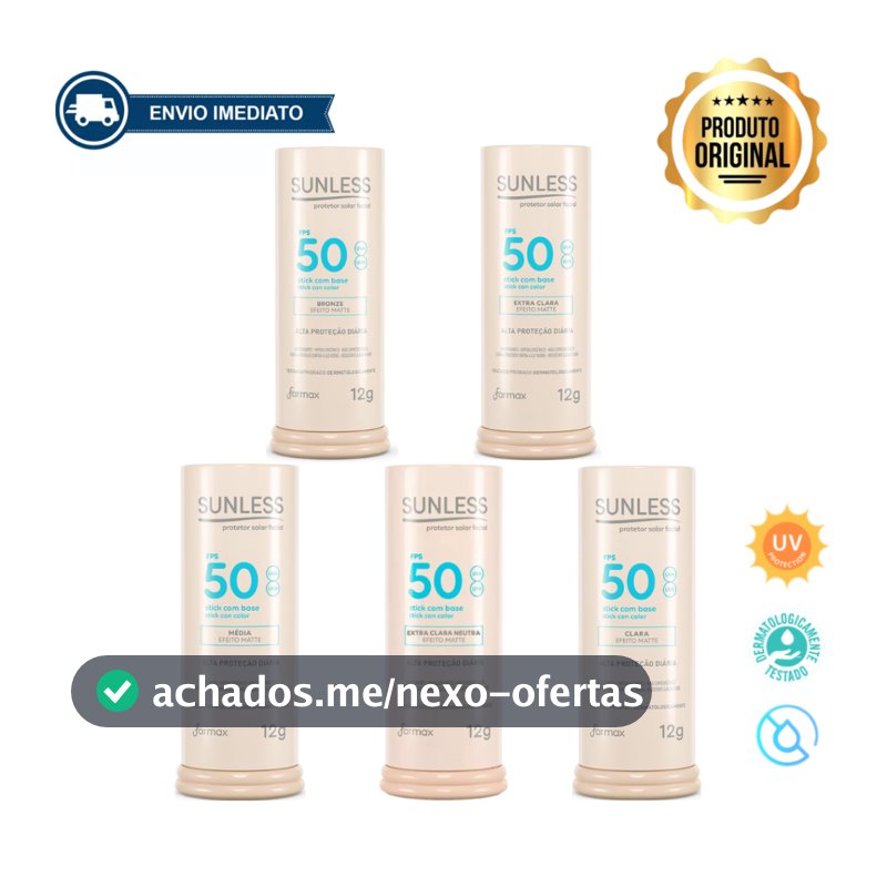 Protetor Solar Facial com Base em Bastão FPS 50 Efeito Matte Sunless Stick Envio Imediato