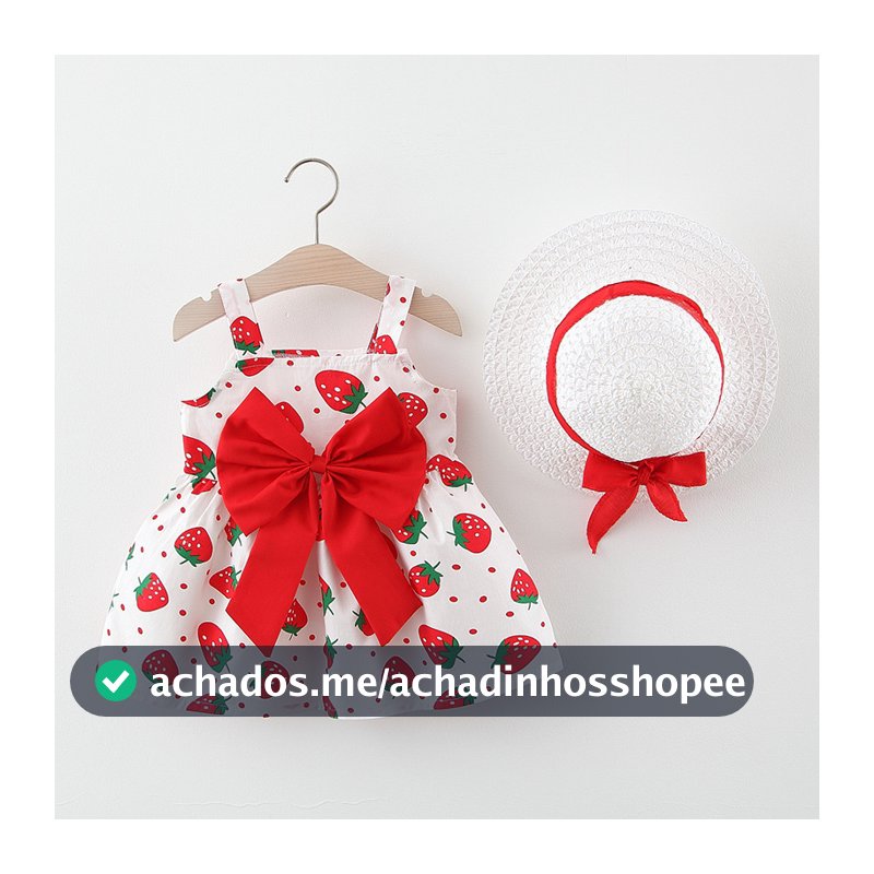 Lindo Vestido De Princesa Com Estampa De Morango Para Bebês Meninas – Roupa De Aniversário Perfeita Um Ano , Moda Elegan