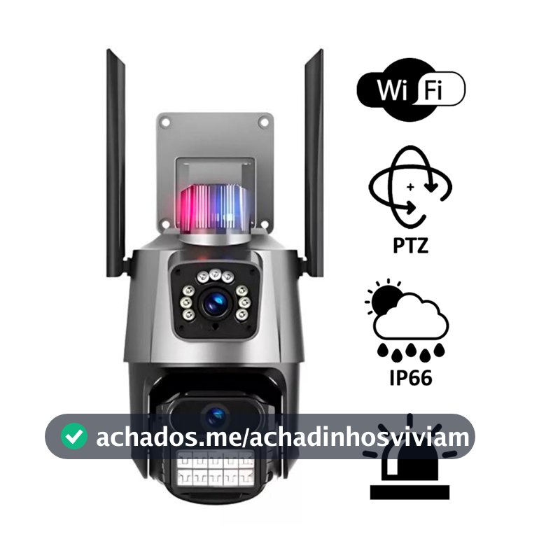 Câmera Speed Dome V3 Ou Icsee Wi-Fi com Alarme, Sirene Policial, Lente Dupla 3.6mm, Rotação e Visão Noturna.