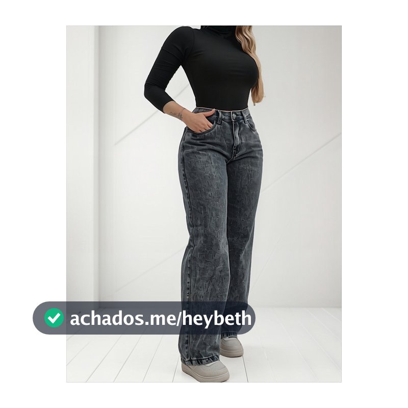 Calça Jeans Feminina Wide Leg Pantalona Cinza Grafite