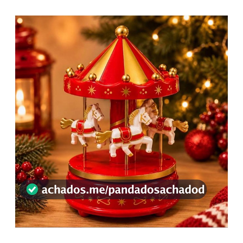 Carrossel Musical Natalino Decorativo à Corda Enfeite de Natal Decoração Natalina