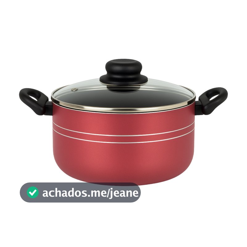Caçarola Antiaderente com Tampa, cor cereja/preto, escolha o tamanho disponível