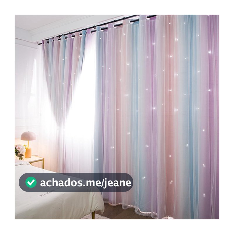 Cortinas Blackout, Cortina Listrada Gradiente Arco-Íris, Mistura De Dupla Com Sobreposição Transparente Branca Para Qu