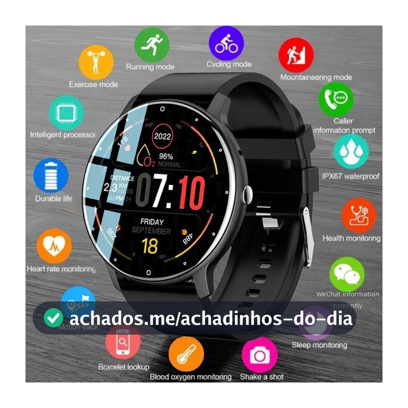 Novo Smartwatch Relógio Inteligente Assistente De Voz Bluetooth Chamada À Prova D'água Homens Mulheres Fitness Esportivo