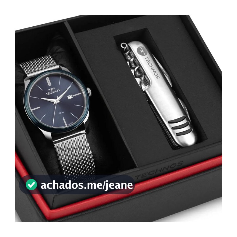Kit Relógio Technos Masculino Steel Bicolor - 2115UBU/K1A