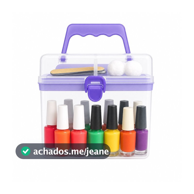 Maleta Transparente com Trava e Alça Várias Cores – Organização Fácil Para Esmaltes