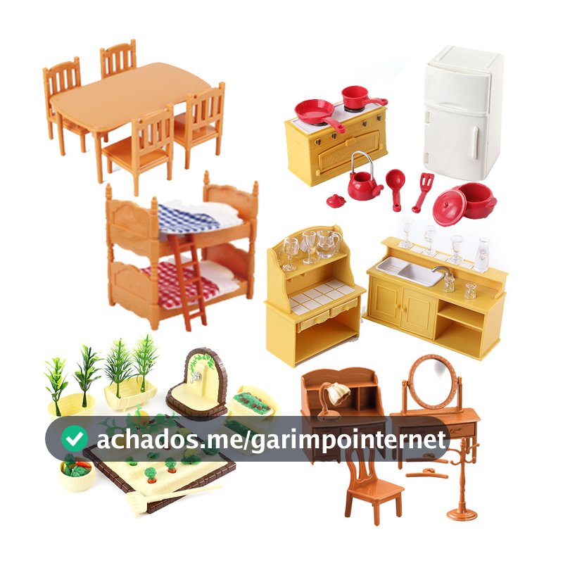 Móveis Para Bonecas Da Família Forest Animal Dollhouse 1/12 Miniatura Brinquedos Acessórios Dormitórios Cozinha Kit